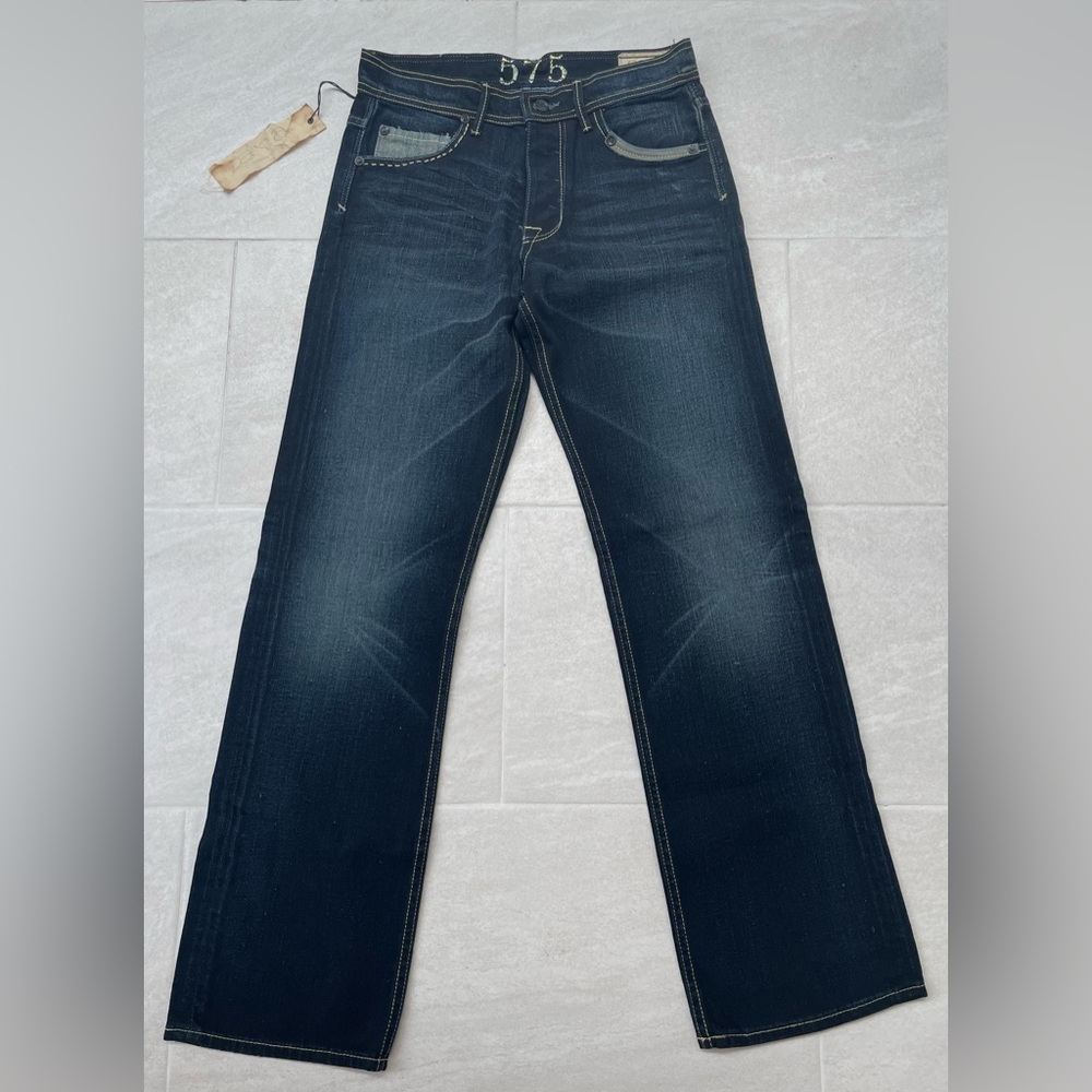 New 575 Denim Relaxed Jeans Men's Sz 34x34 Dark Blue Cotton USA Made